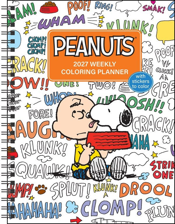 Peanuts 2027 Monthly/Weekly Coloring Engagement Calendar with Stickers to Color