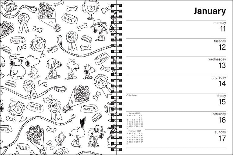 Peanuts 2027 Monthly/Weekly Coloring Engagement Calendar with Stickers to Color
