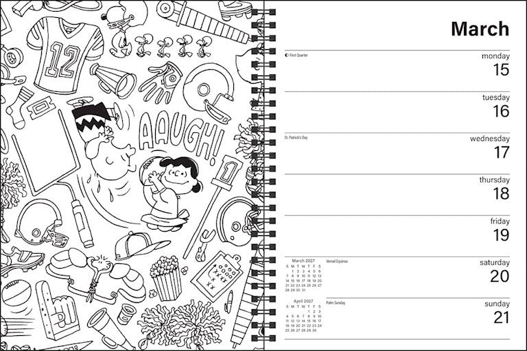 Peanuts 2027 Monthly/Weekly Coloring Engagement Calendar with Stickers to Color