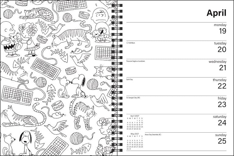 Peanuts 2027 Monthly/Weekly Coloring Engagement Calendar with Stickers to Color