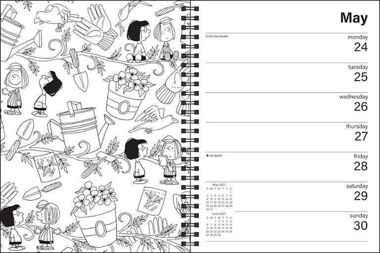 Peanuts 2027 Monthly/Weekly Coloring Engagement Calendar with Stickers to Color