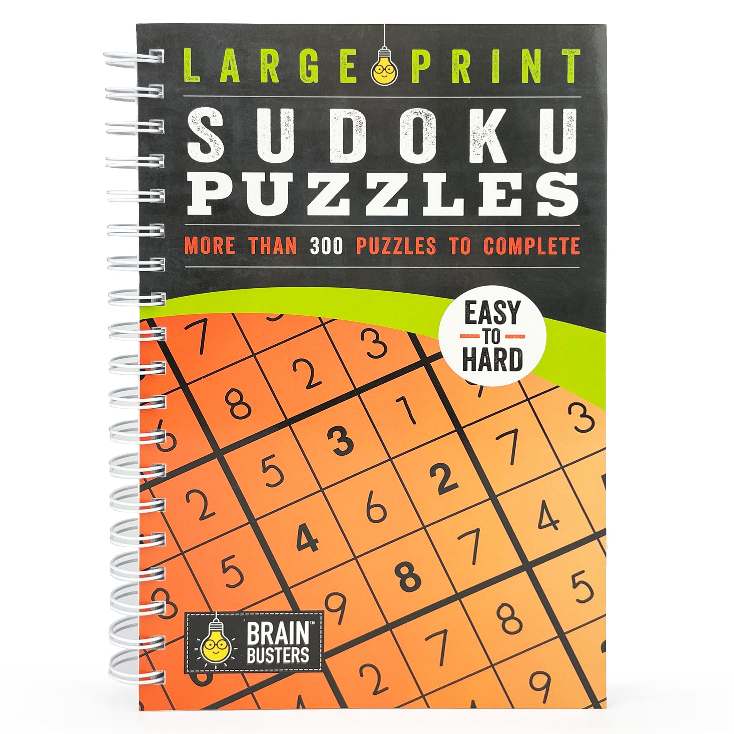 Large Print Sudoku Puzzles Easy to Hard (Orange)