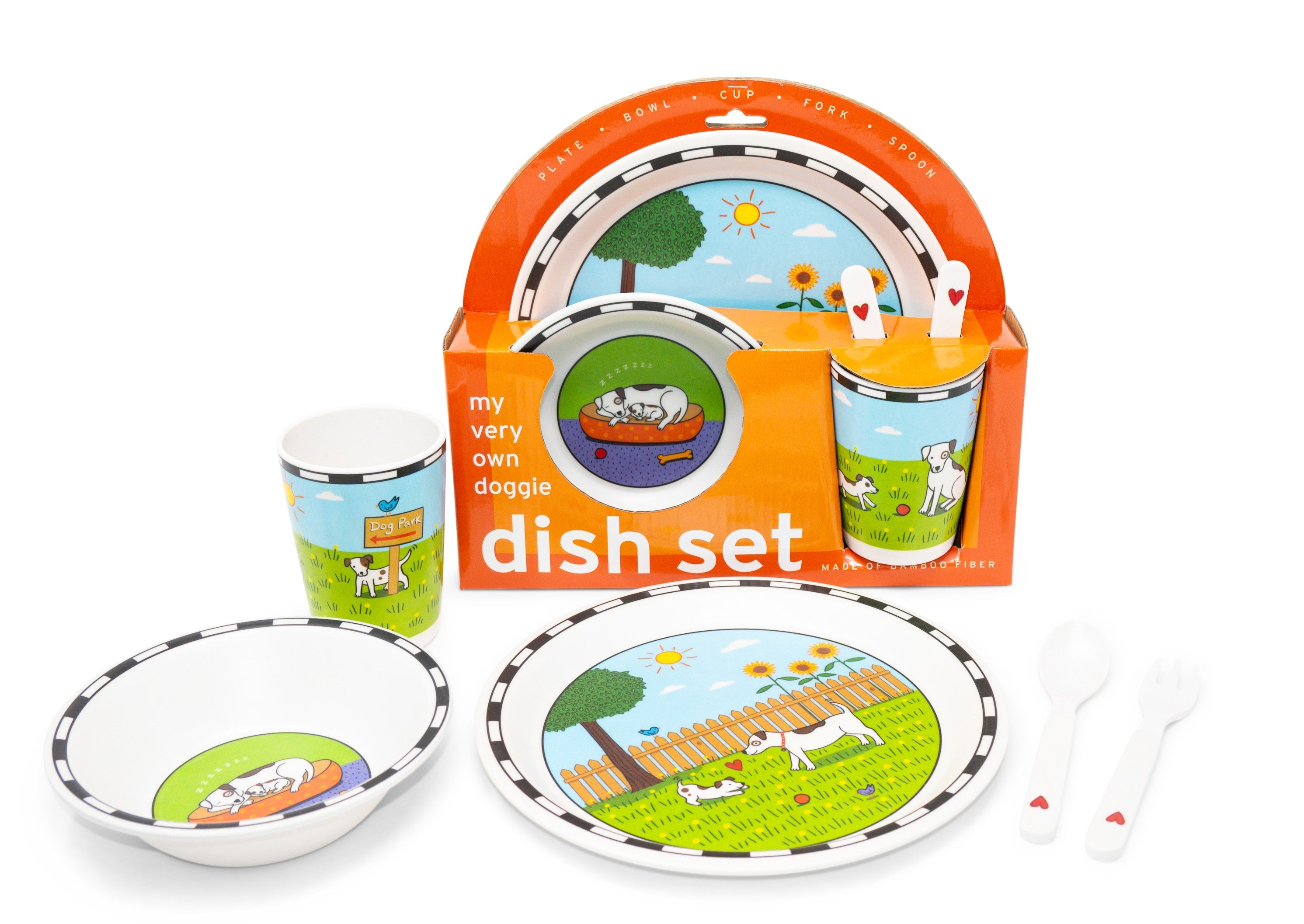 Jack Rabbit Bamboo Dish Set Dog