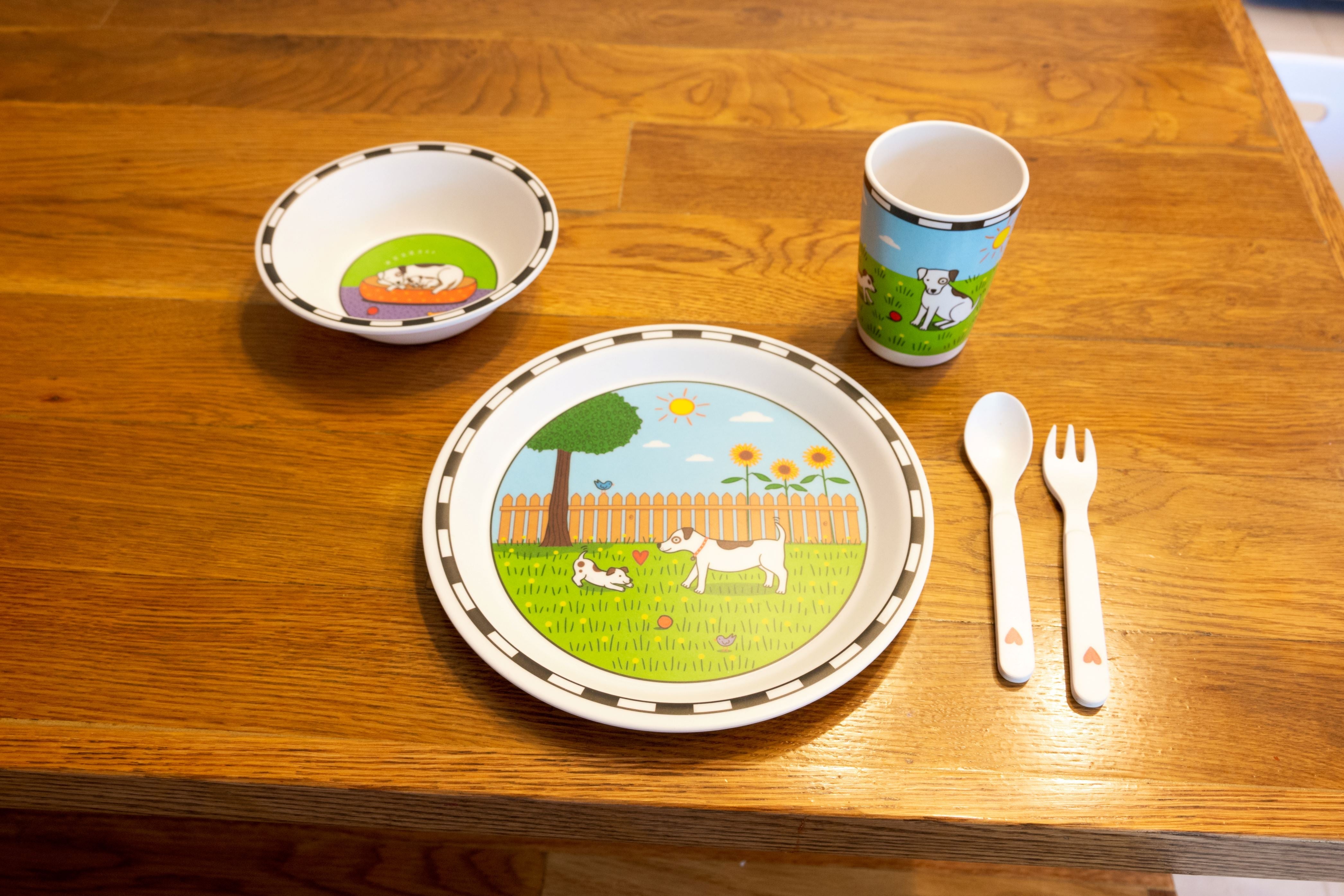 Jack Rabbit Bamboo Dish Set Dog