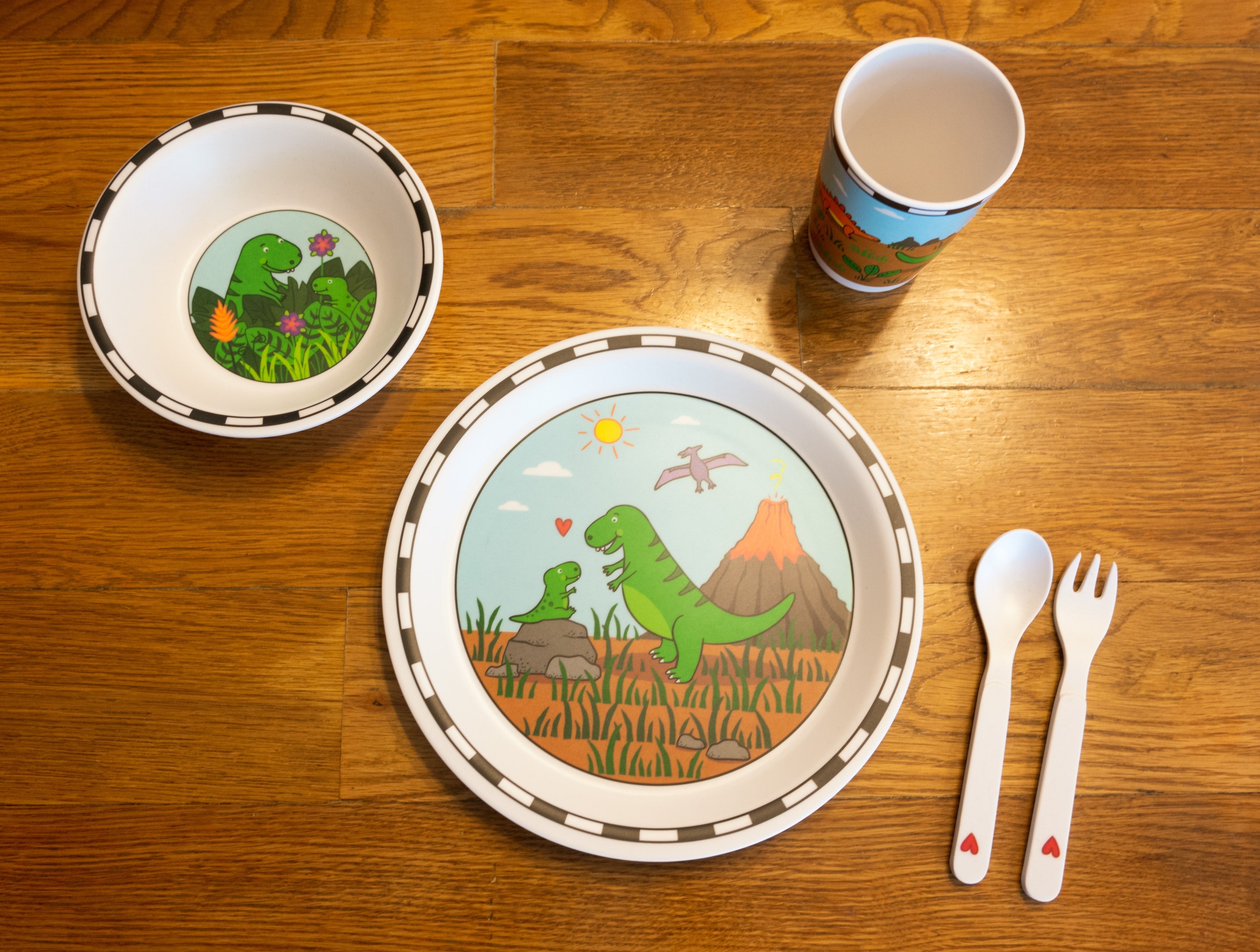 Jack Rabbit Bamboo Dish Set Dinosaur