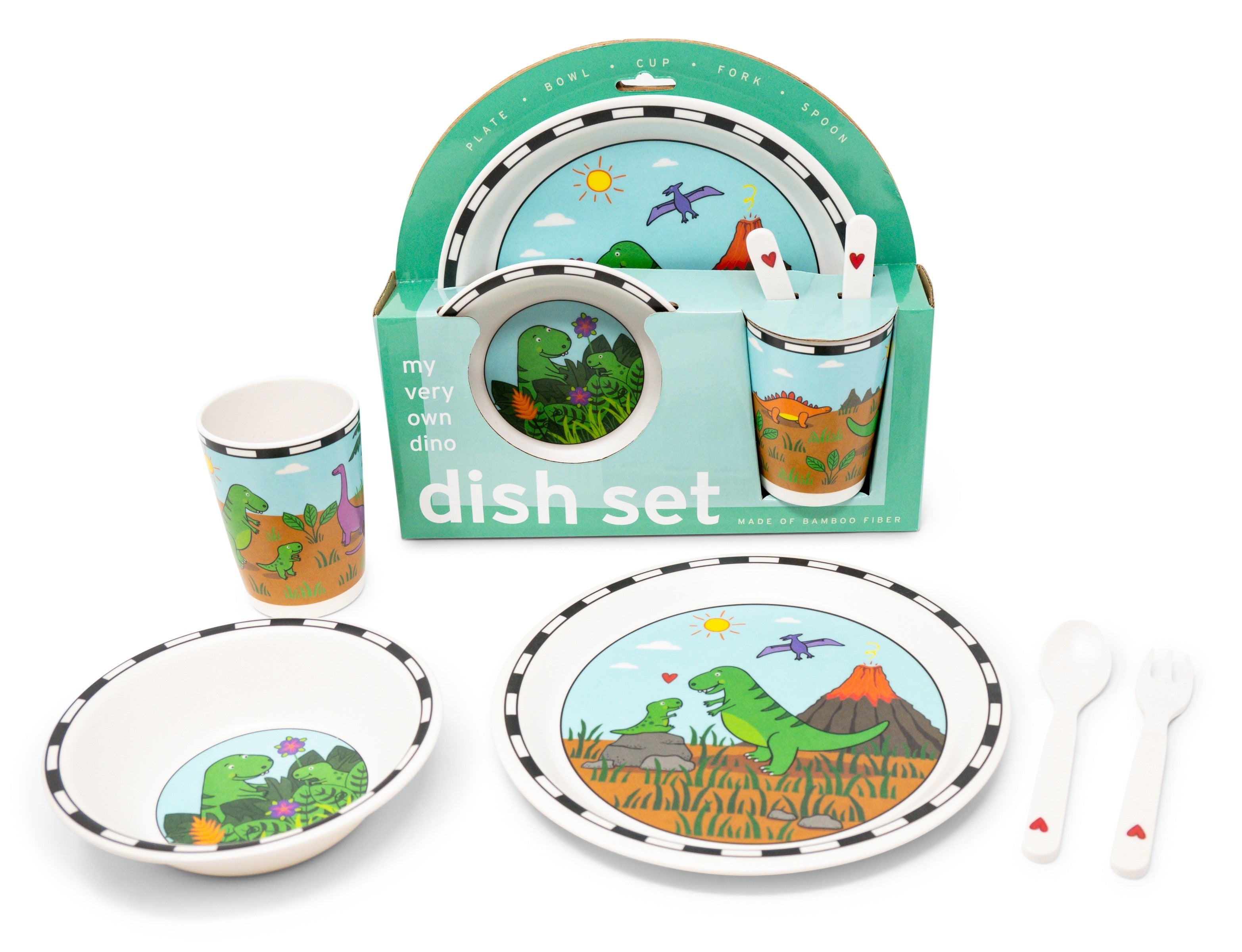 Jack Rabbit Bamboo Dish Set Dinosaur