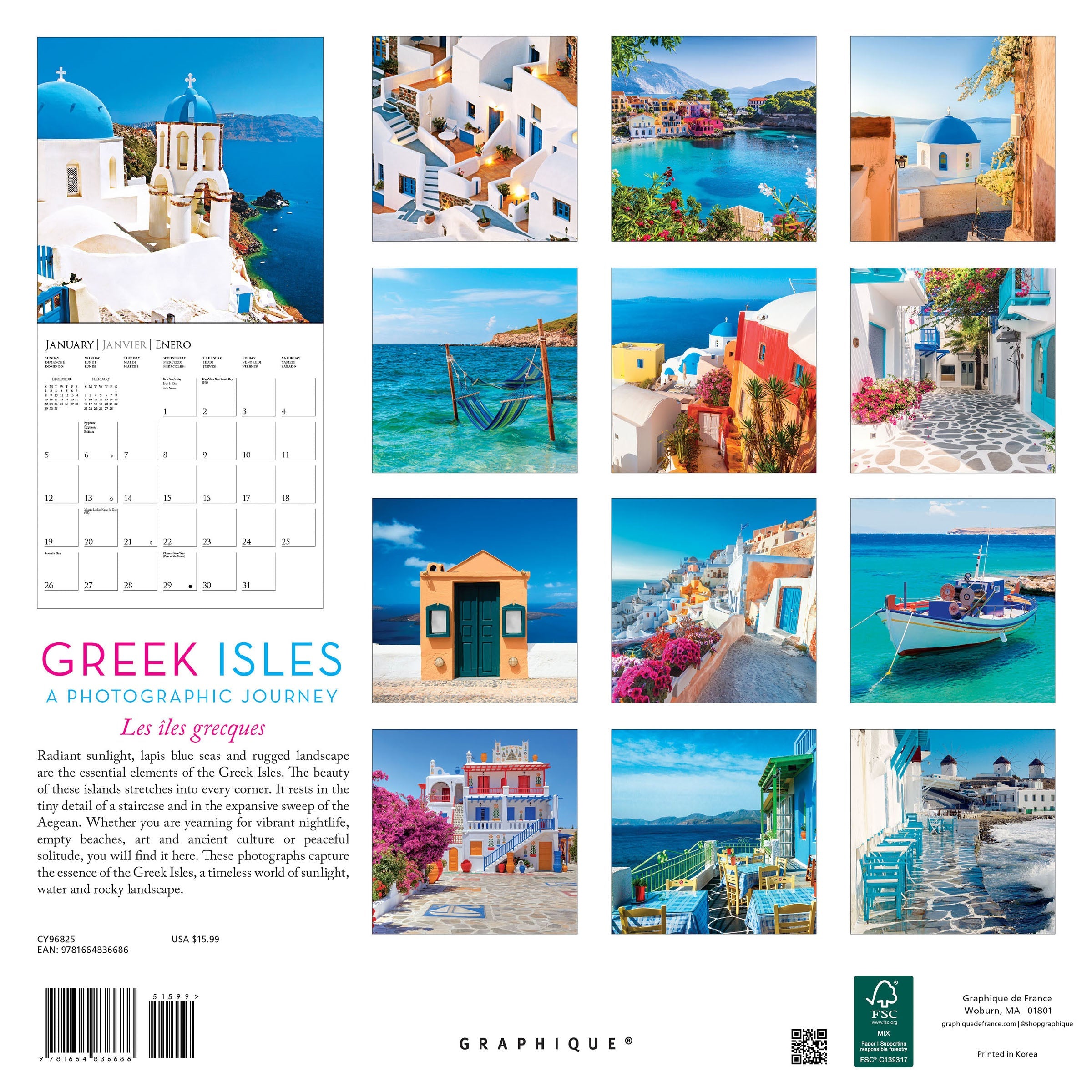 Greek Isles 2025 Wall Calendars    