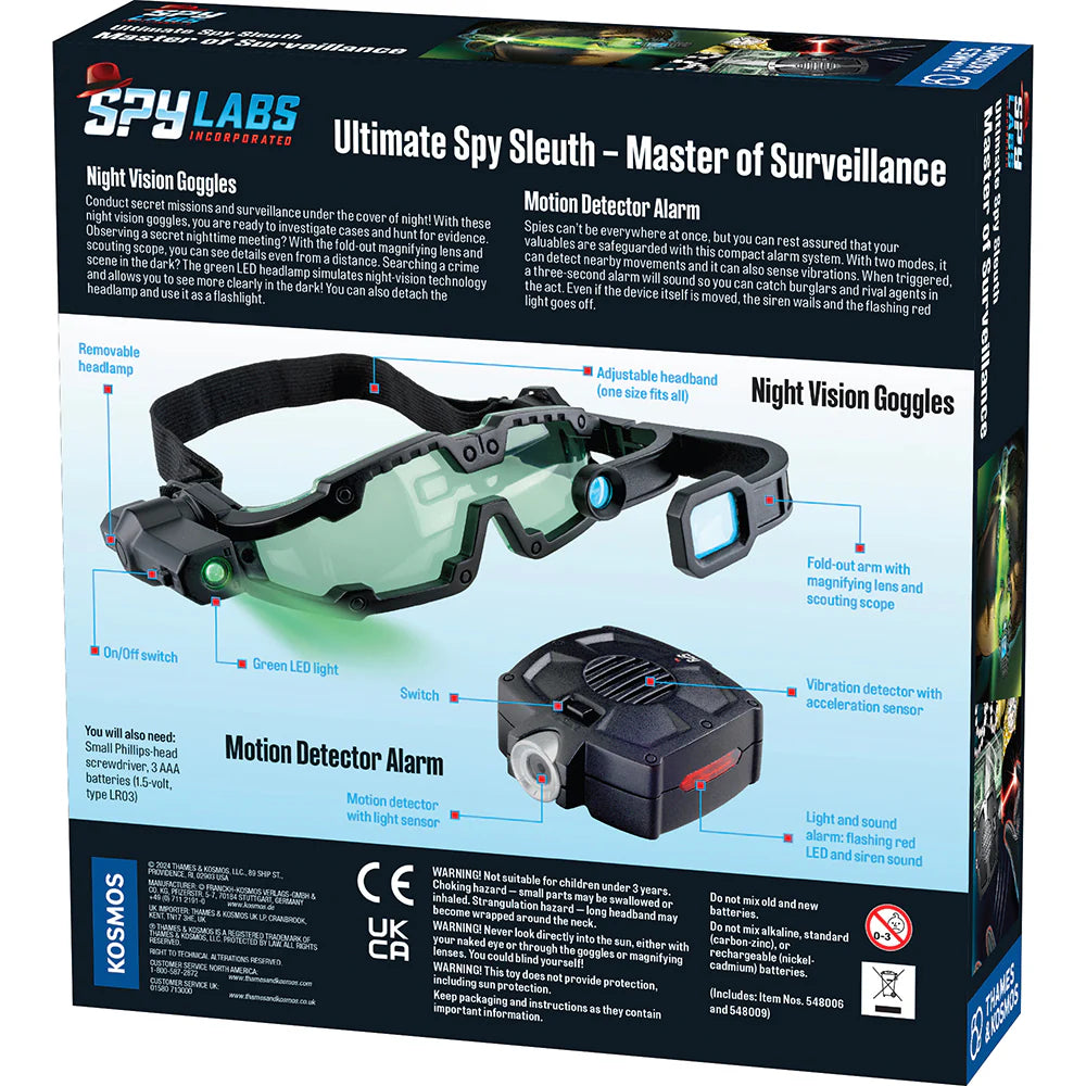 Spy Labs Master of Surveillance - Night Vision Goggles & Motion Detector Alarm
