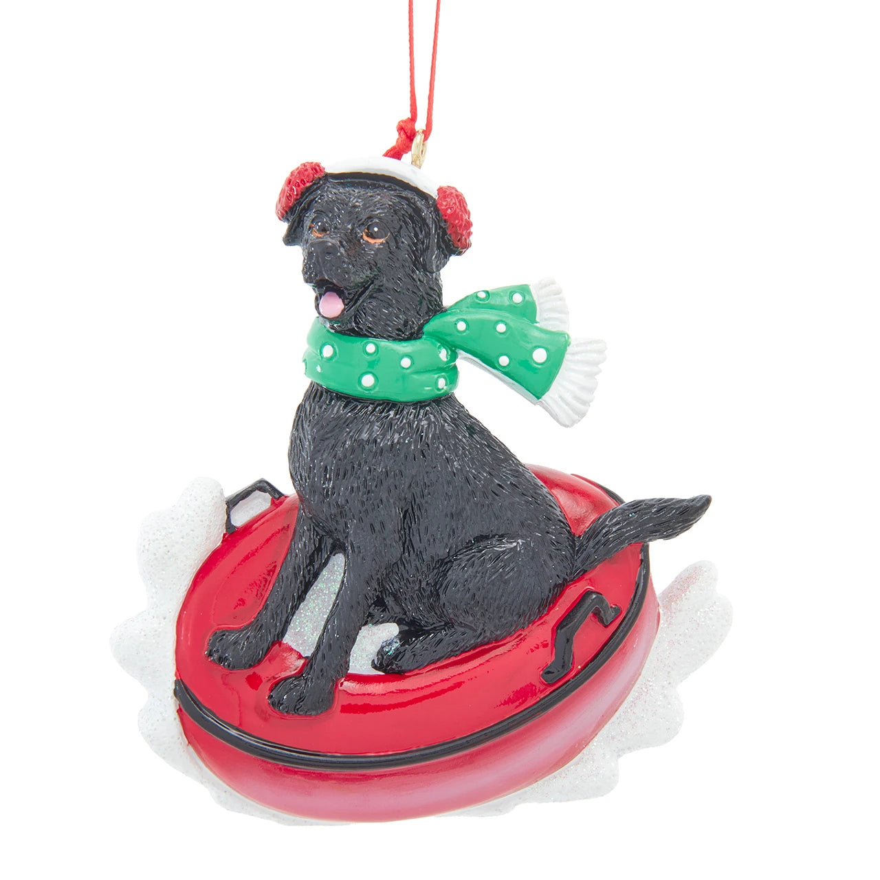 KA Black Labrador On Snow Tube Ornament