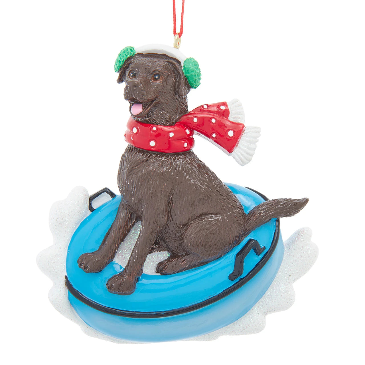 KA Brown Labrador On Snow Tube Ornament
