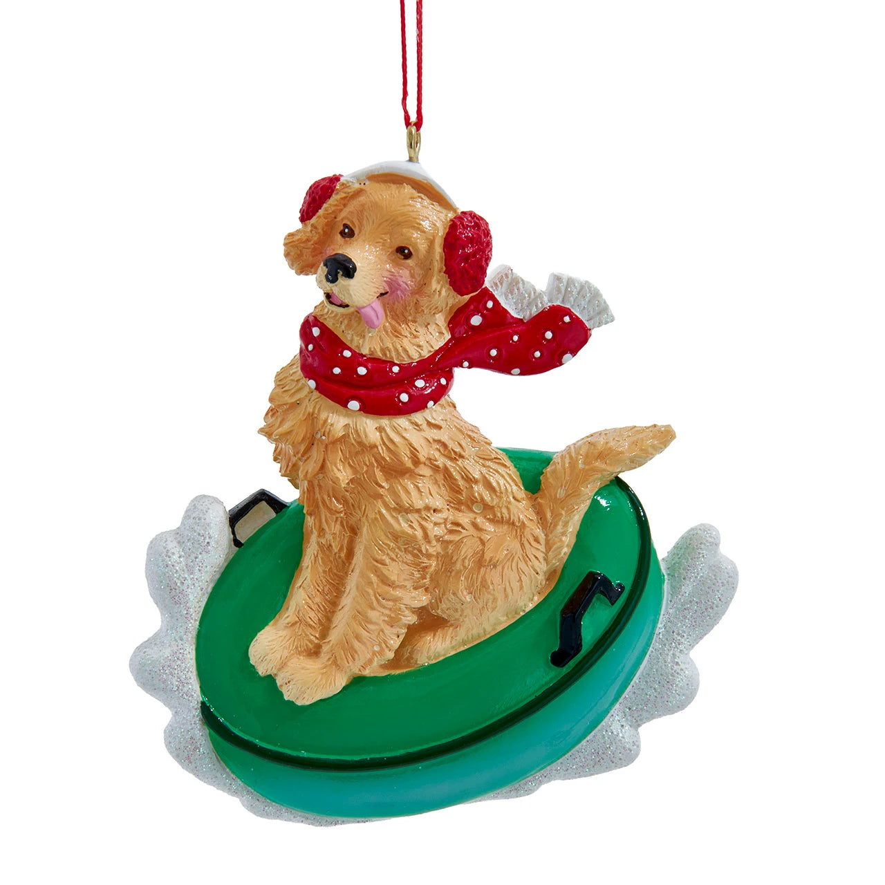 KA Golden Retriever On Snow Tube Ornament