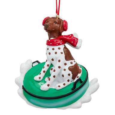 German Shorthaired Pointer On Snow Tube Ornament