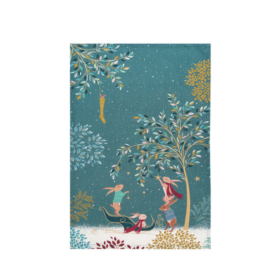 Sara Miller Rabbit Sleigh Printed Dishtowel