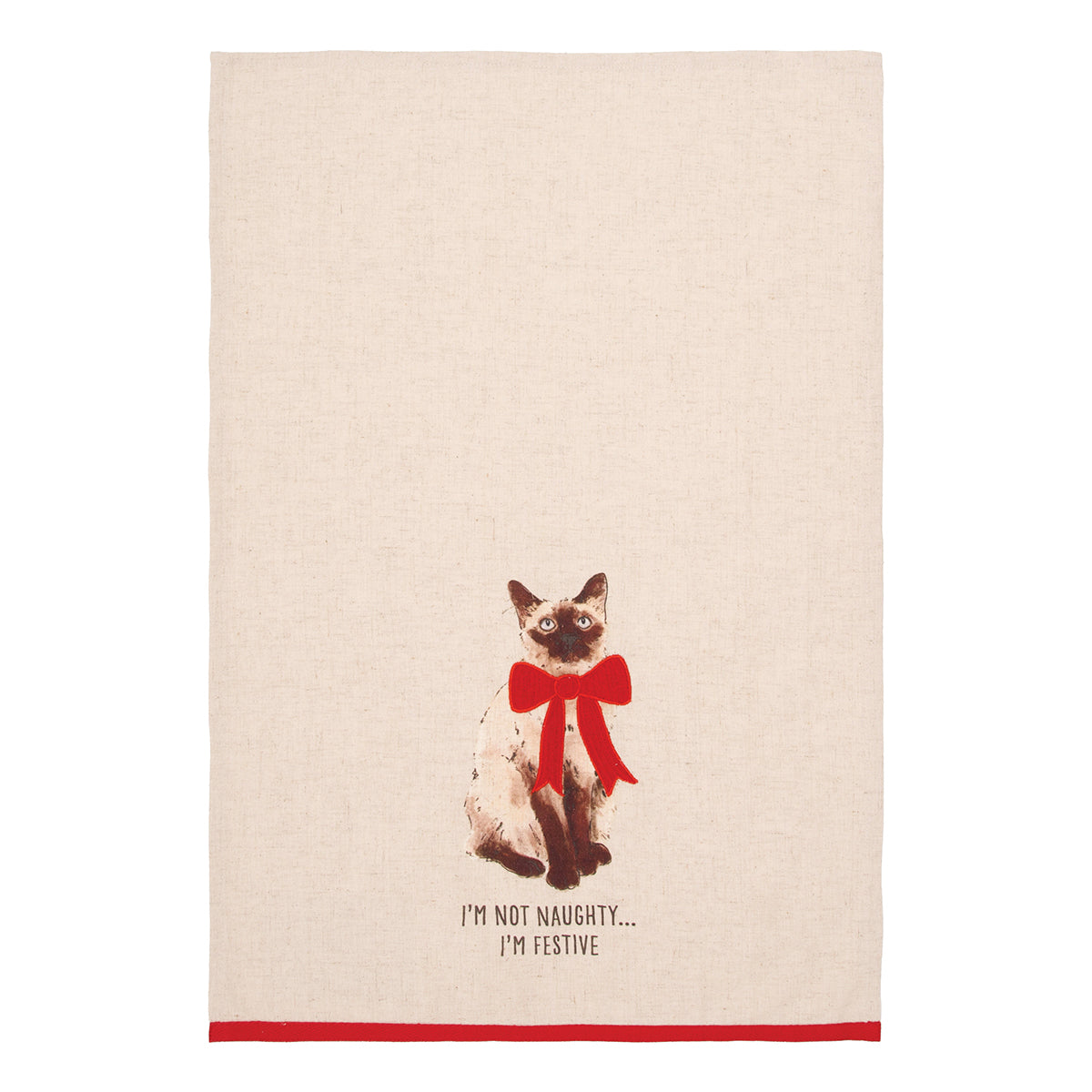 I'm Not Naughty... I'm Festive Cat Dish Towel