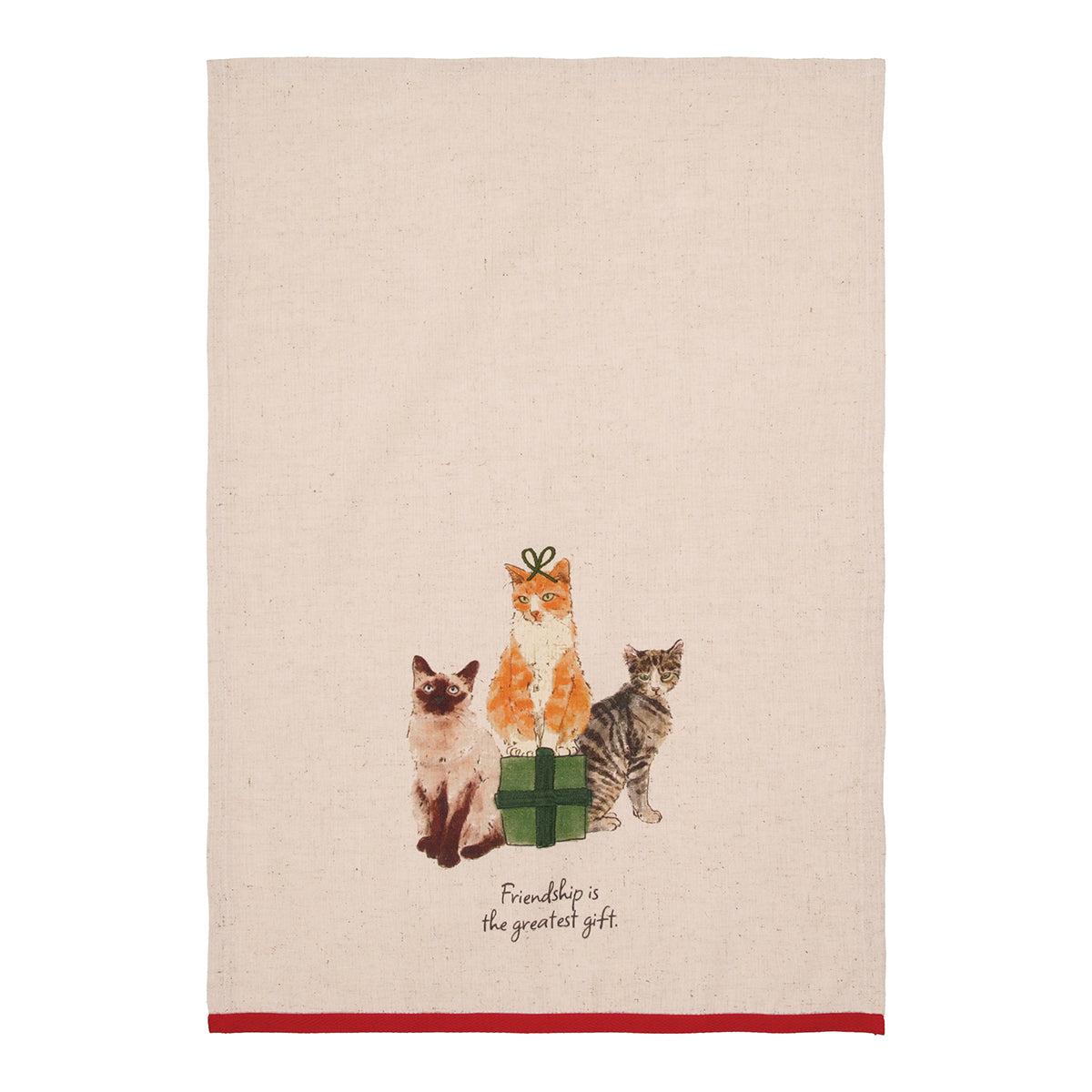 Friendship Is The Greatest Gift Cats Embellished Dish Towel