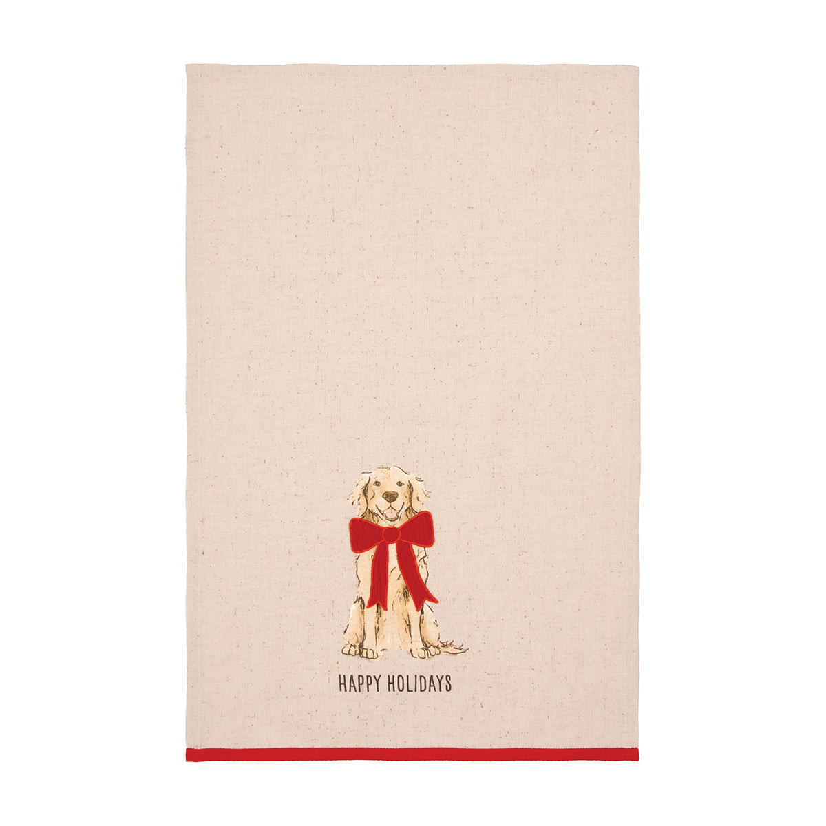 Happy Holidays Golden Retriever Dish Towel