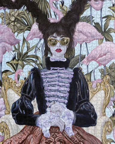 Carlos Gámez De Francisco: Girl with Pink Flamingos 1000 Piece Puzzle