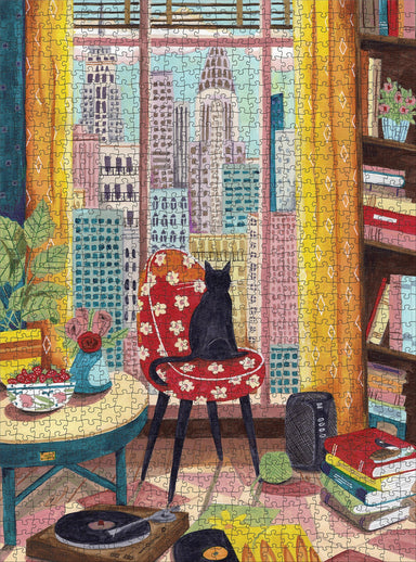 POM Caroline Bonne Müller: Black Cat in New York Window 1000-Piece Jigsaw Puzzle