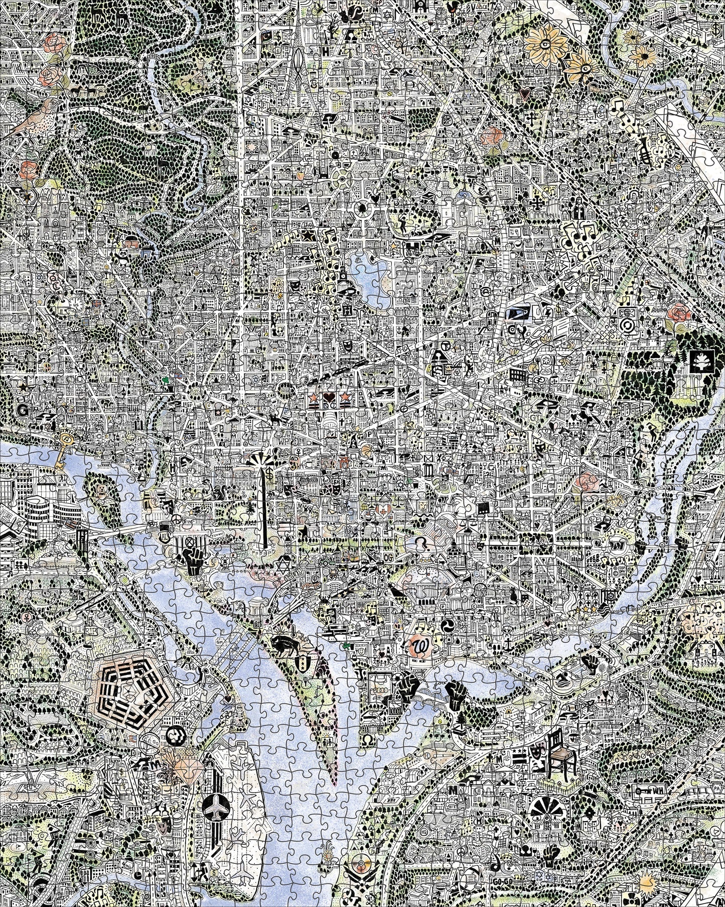 Map of Washington DC and The Declaration of Independence 1000 Piece Double Sided Puzzle