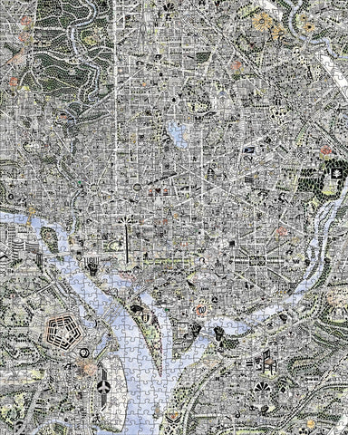 POM Gareth Fuller: Map of DC and The Declaration of Independence 1000 Piece Double Sided Jigsaw Puzzle