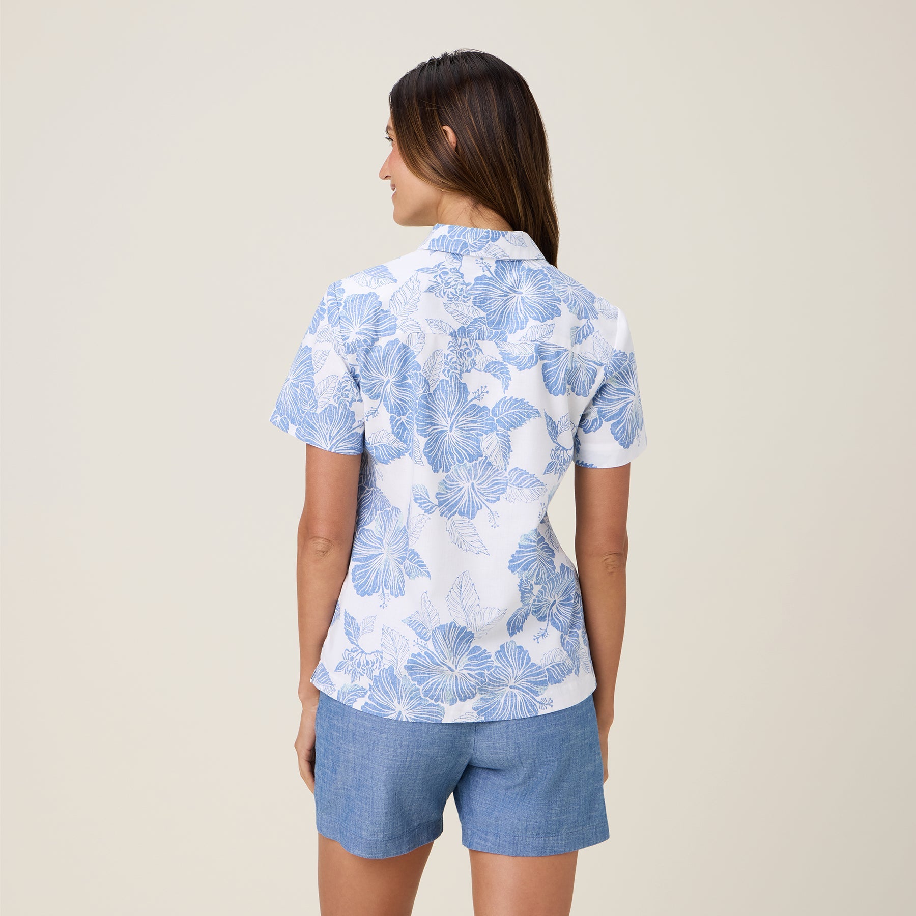 Reyn Spooner Women's Aloha Biscus Abby Short Sleeve Camp Shirt