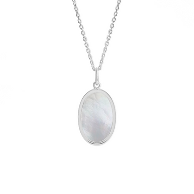Boma Alina Mother of Pearl Oval Bezel Pendant Necklace