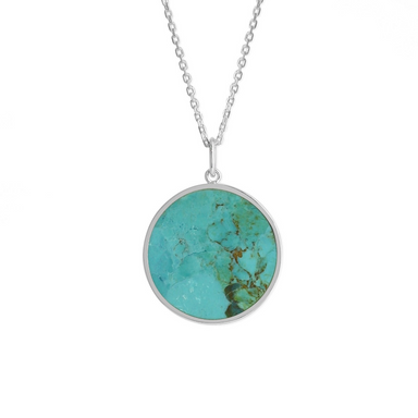 Boma Alina Turquoise Circle Bezel Pendant Necklace