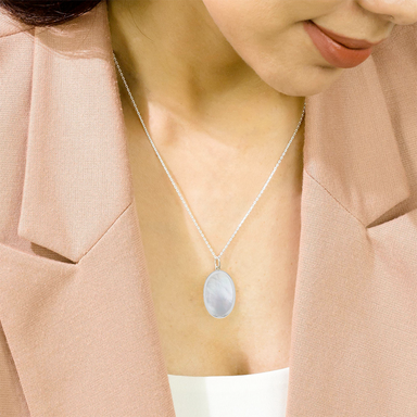 Boma Alina Mother of Pearl Oval Bezel Pendant Necklace