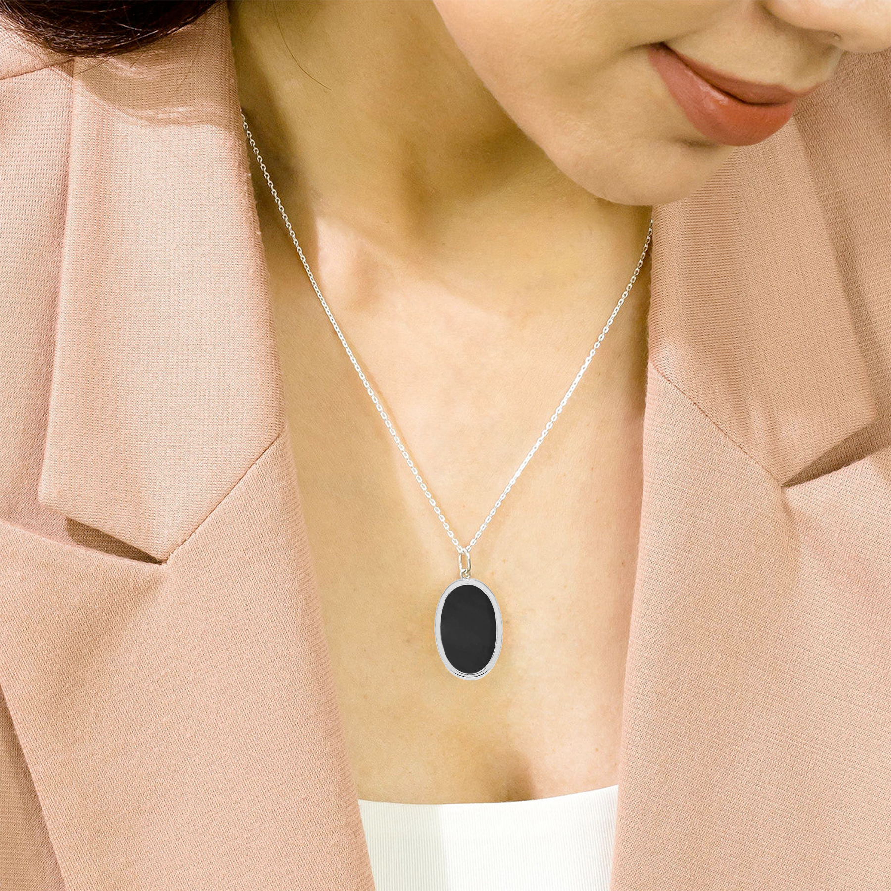 Boma Alina Onyx Oval Bezel Pendant Necklace