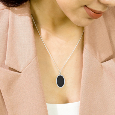 Boma Alina Onyx Oval Bezel Pendant Necklace