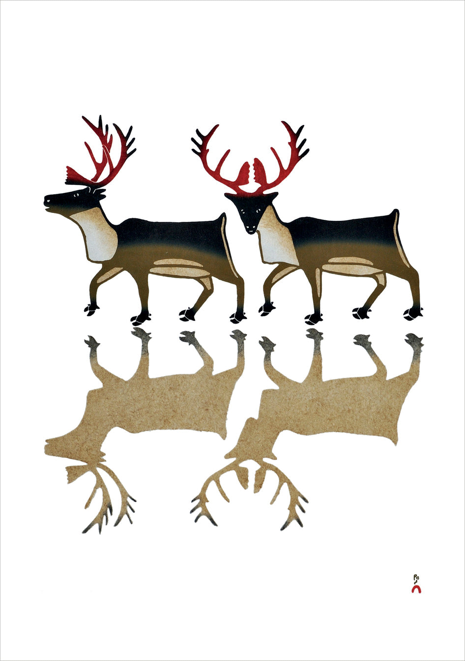 Kananginak Pootoogook Caribou Reflection Boxed Christmas Cards    