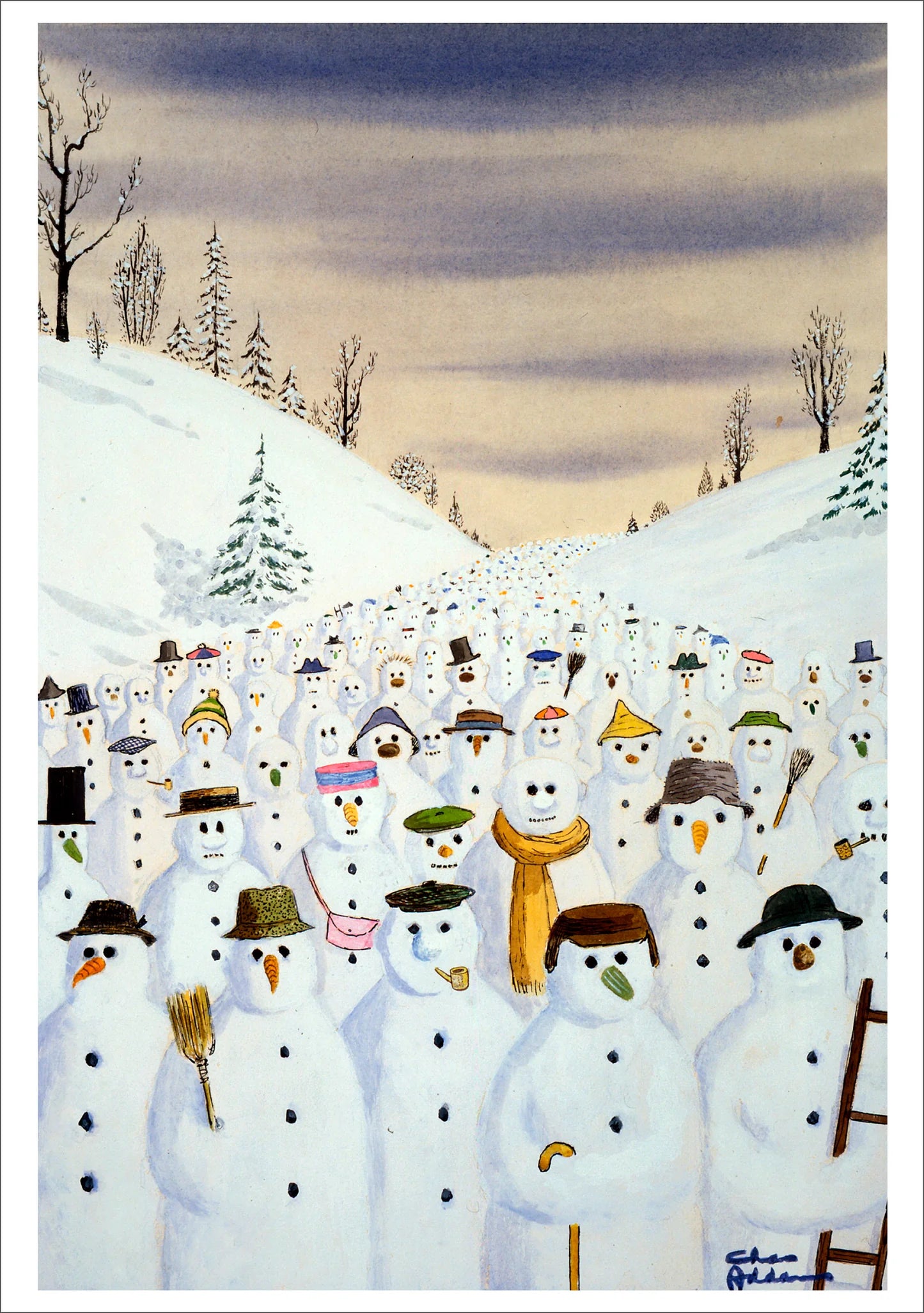 POM Charles Addams: Snowman March Holiday Cards