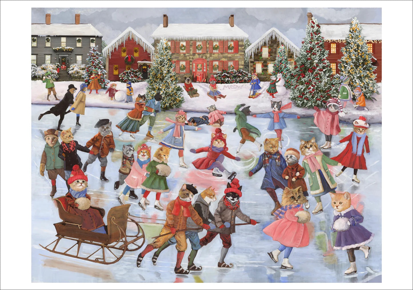 Carol Lew Cats on Ice Boxed Holiday Cards