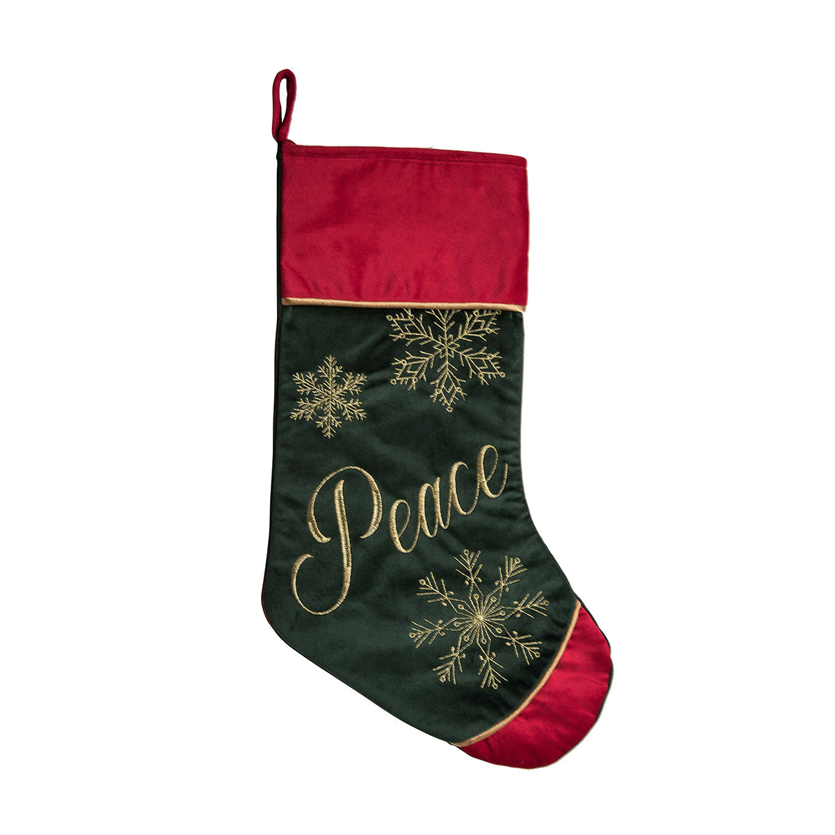 Peace Embroidered Velvet Stocking    