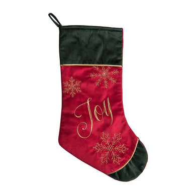 Joy Embroidered Velvet Stocking    