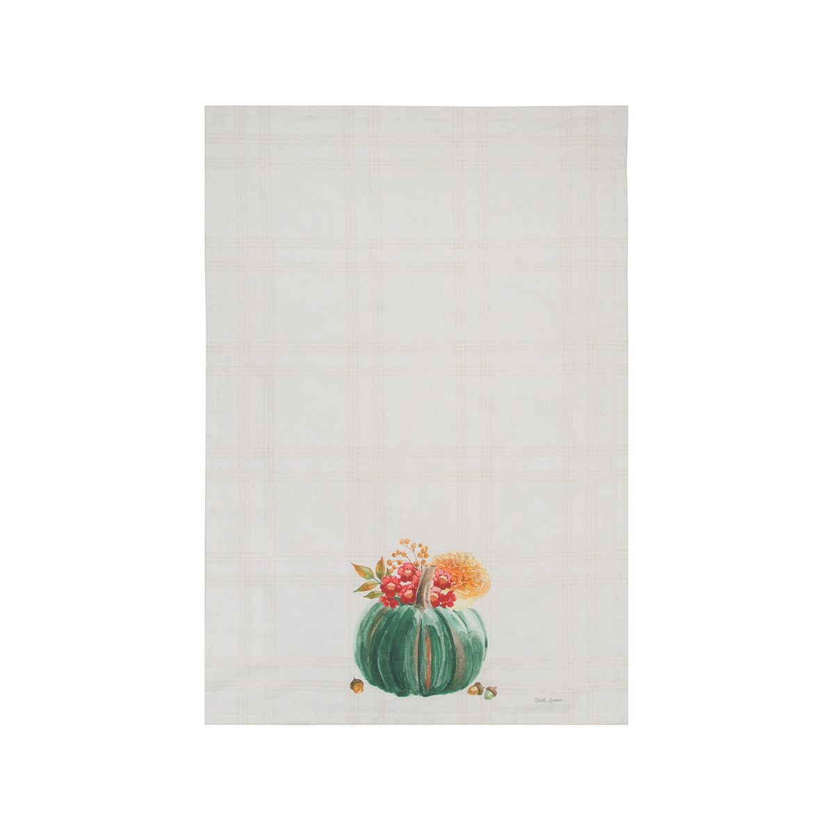 Pumpkin Harvest Tonal Plaid Floursack Kitchen Towel    