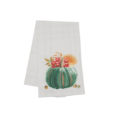 Pumpkin Harvest Tonal Plaid Floursack Kitchen Towel    