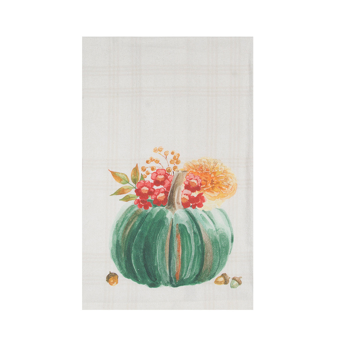 Pumpkin Harvest Tonal Plaid Floursack Kitchen Towel    