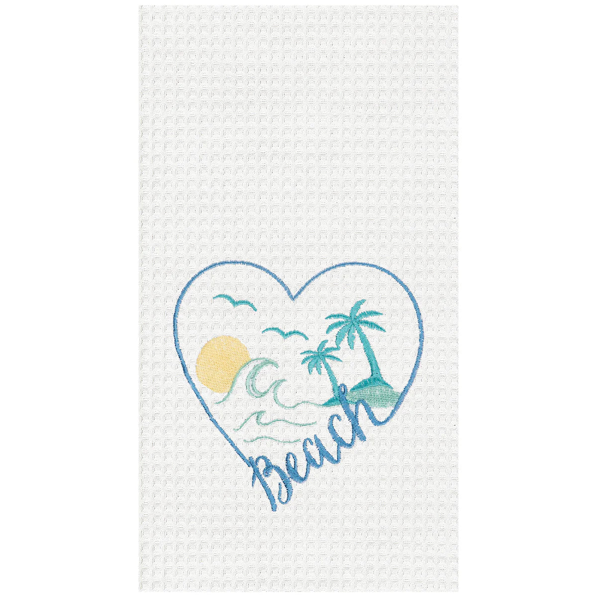 Beach Heart Waffle Weave Kitchen Towel
