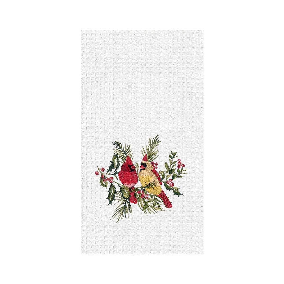 Berry Botanical Cardinals Waffle Weave Kitchen Towel