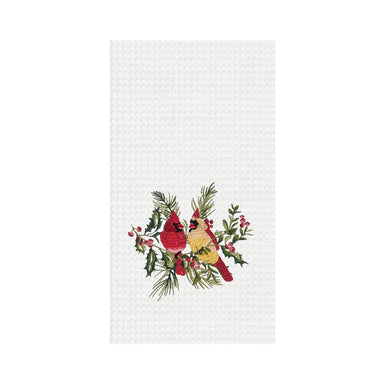 Berry Botanical Cardinals Waffle Weave Kitchen Towel