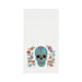 Aqua Sugar Skull Waffle Weave Kitchen Towel