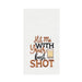 Hit Me With Your Best Shot Embroidered Waffle Weave Kitchen Towel