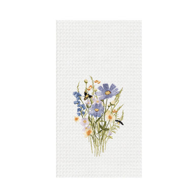 Honey Bee and Blue Floral Kitchen Towel