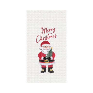 Merry Christmas Santa Waffle Weave Kitchen Towel