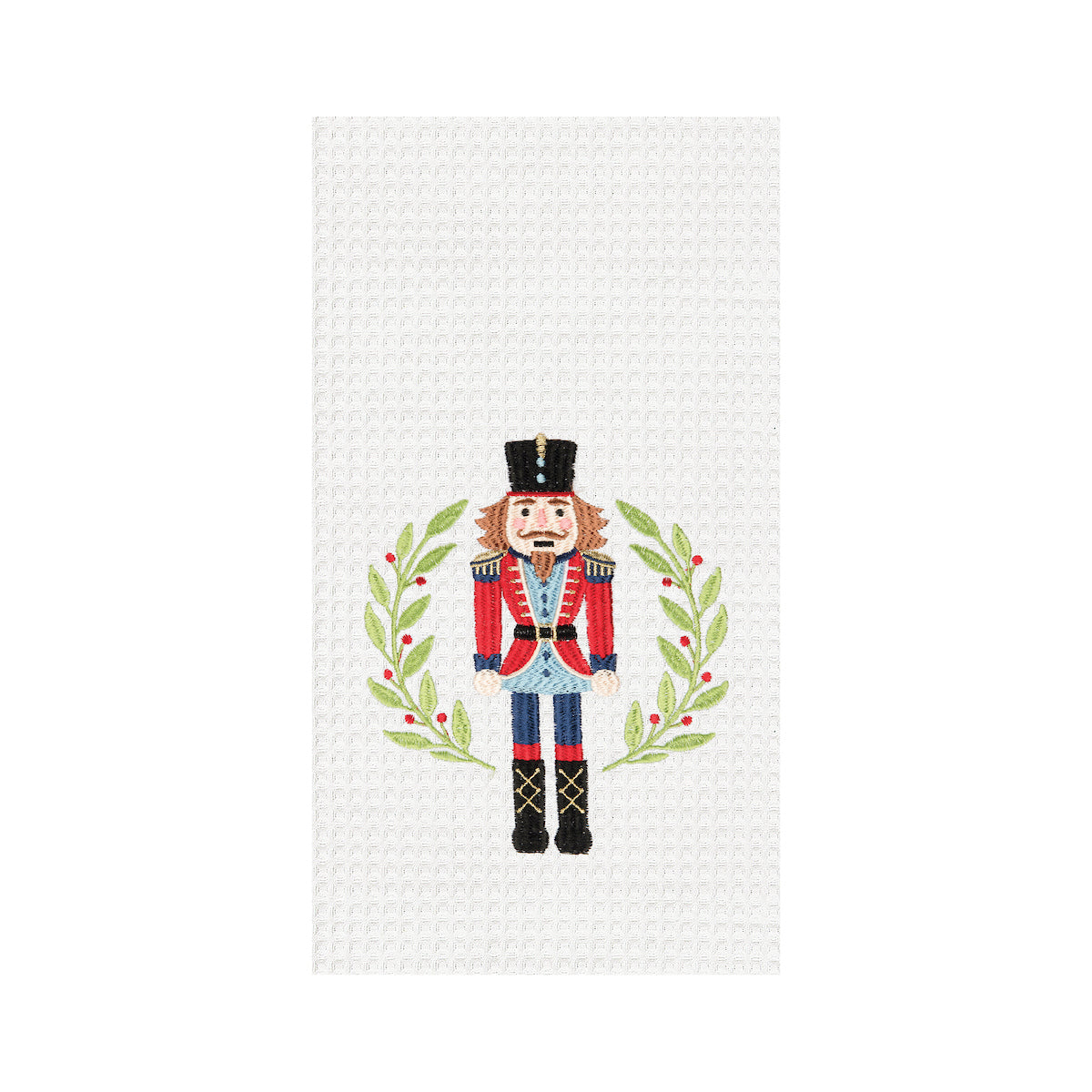 Nutcracker Laurel Wreath Waffle Weave Kitchen Towel    