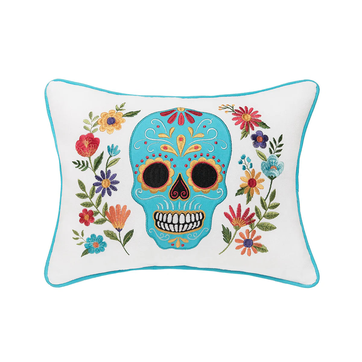 Aqua Sugar Skull 12x16 Pillow