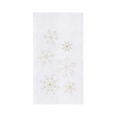 Golden Snowflakes Embroidered Flour Sack Kitchen Towel    