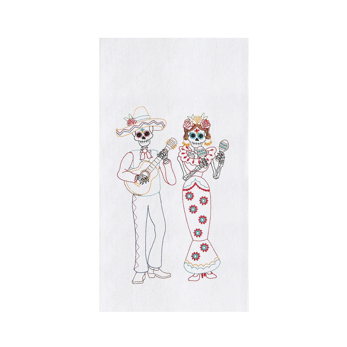 Mariachi Skeleton Duo Flour Sack Kitchen Towel