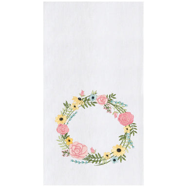 Wildflower Wreath Embroidered Flour Sack Kitchen Towel